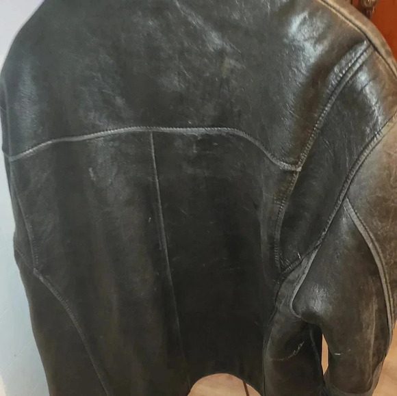 Men's vintage black leather coat - Picture 2 of 2